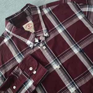 Brooks Brothers Red Fleece Mens Large Burgundy Plaid Cotton Button Down Shirt